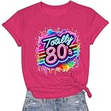Retro 80's T-Shirt for Women Vintage Neon 80's Shirt Rave Theme Party Tshirt Crew Neck Tee Tops