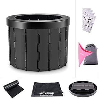 WADEO Upgraded Camping Toilet, Portable Toilet for Adults with Large Bearing Capacity, All-in-One Folding Toilet Set with Female Urination Device & Urine Bags, Ideal for Camping, Fishing, Travel, Trip