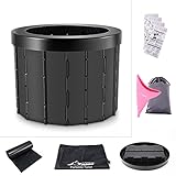 【EINFACH ZU TRAGEN】Kleines Volumen nach dem Zusammenklappen, leicht zu tragen.Die tragbare Autotoilette von WADEO ist sehr einfach aufzustellen und zu falten und kann zur einfachen Aufbewahrung einfach verpackt werden. Sie wiegt nur 1 kg. Die ellipsoide Toilette ist 25.5cm hoch und sein längerer Durchmesser beträgt 33.5cm. (Der kürzere und längere Durchmesser des Lochs in der ovalen Abdeckung beträgt 20cm und 25.5cm)