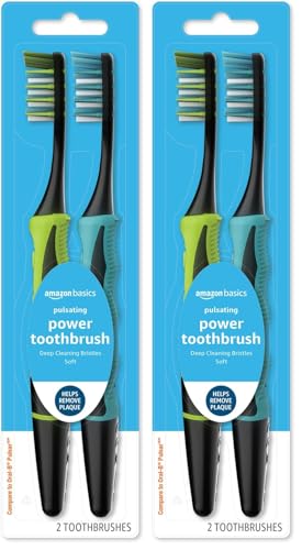 Image of Amazon Basics Electric Toothbrush | Pulsating | Deep Cleaning | 2 Count