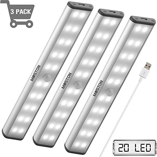 Motion Sensor Closet Lights, MOSTON 20 LED Wireless Under Cabinet Lighting with Built-in