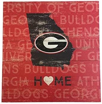 Legacy UGA Black State with Red Bulldog Words as Background 17 x 17 Inches