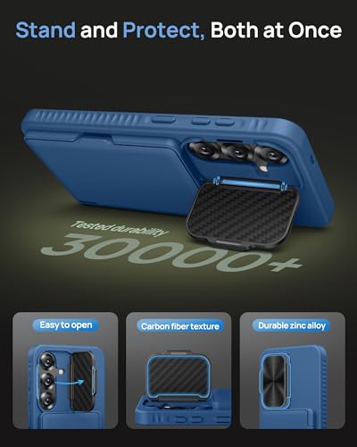 Image of for Samsung Galaxy S25 Case Wallet, Built-in Stand with [2 Pack] Screen Protector & Card Holder & Camera Cover, Shockproof Rugged Protective Phone Cover Case for Samsung S25 6.2 inch 2025, Blue