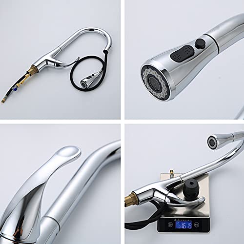 Robinet de cuisine extractible mitigeur noir et chrome orientable - 7