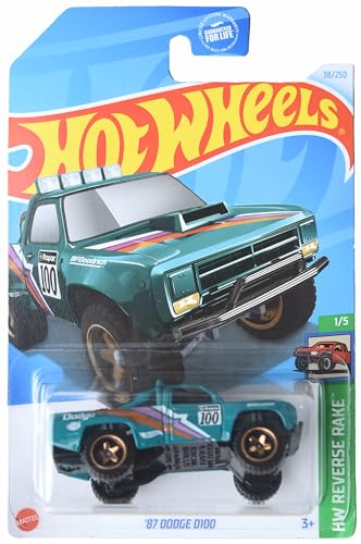Hot Wheels '87 Dodge D100, Reverse Rake 1/5 Verde miniatura 1