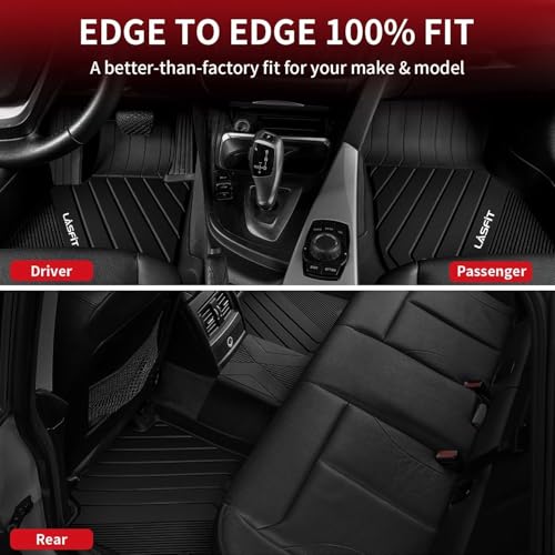 Image of LASFIT Floor Mats & Cargo Mat for BMW X3 Gas 2018-2024 30i /M /M40i /M | Not Fit X3 30e or Luggage Compartment Package, All Weather TPE Full Set Floor Liners with Cargo Mat, Black