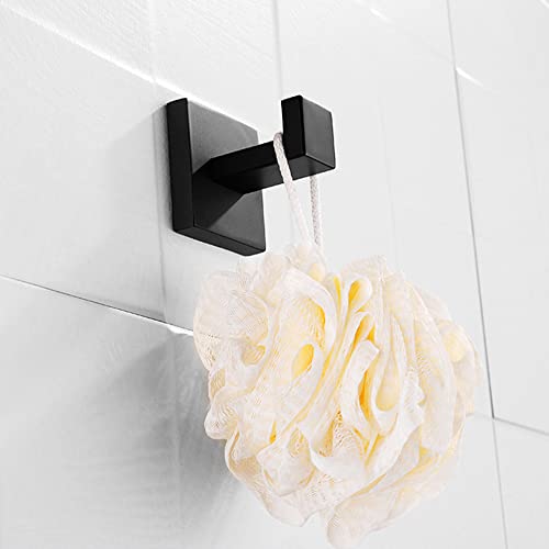 Mokiuer Towel Hooks For Bathroom Bath Robe Hook,Towel Holder Towel Hanger Coat Hooks Sponges Hangers Wall Mount Heavy Duty For Kitchen Garage Cabinet Closet Door,Matte Black,4 Pack #TOP1