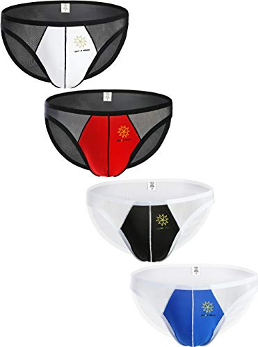 iKingsky Men's Pouch Bikini Underwear Sexy Breathable Mesh Coverage Back Briefs