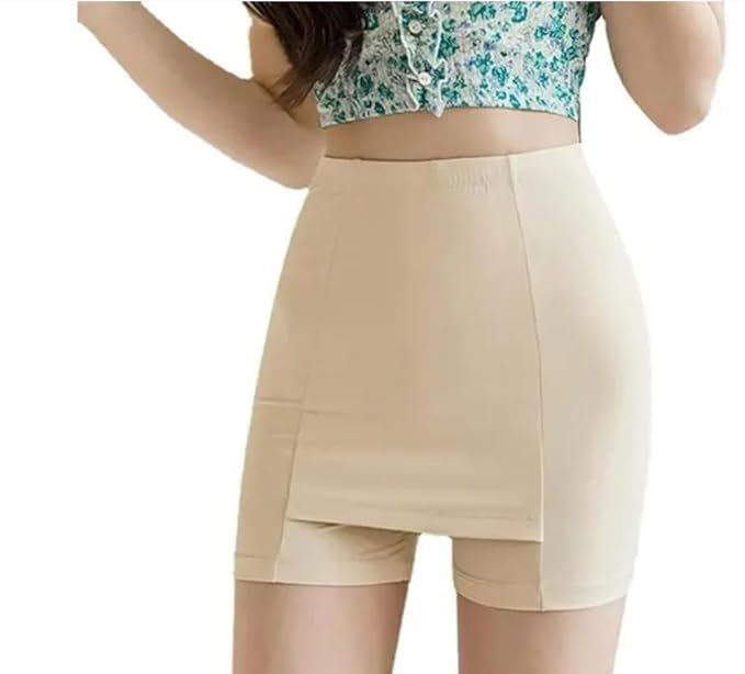 Women's Breathable Ice Silk Double-Layer Front Crotch Safety Anti-Slip Elastic Safety Panties Shorts