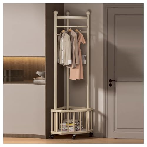 Porte-manteau d'angle blanc avec rangement pour vetements d'entree
