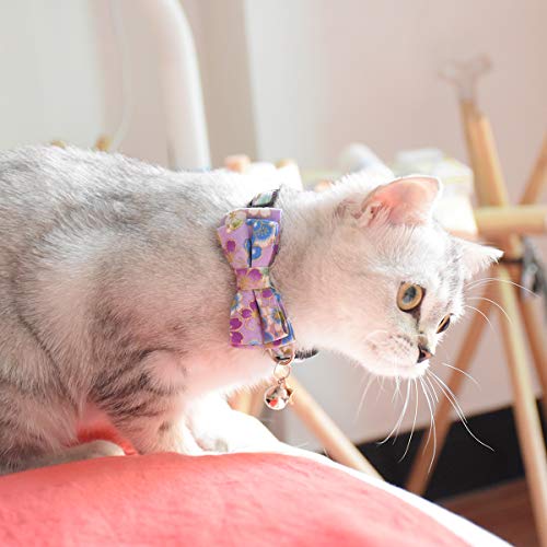 Image of Bowtie Cat Collars Breakaway with Bell, Adjustable Cute Kitty Collars Safety Buckle Kitten Collar for Cat Puppy 7.5-11in (22)