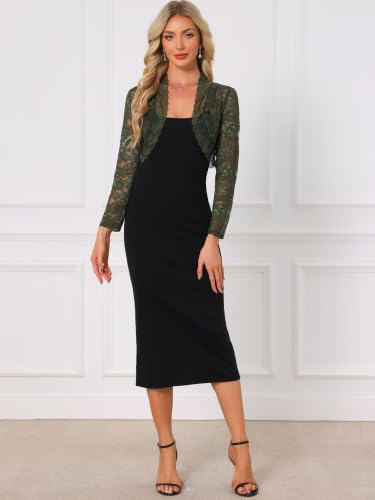 Image of Allegra K Women's Elegant Crop Cardigan Sheer Floral Lace Bolero Shrug Top