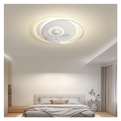 Ventilateur de plafond rond couleur B 50CM avec lustre lampe dimmable 48W