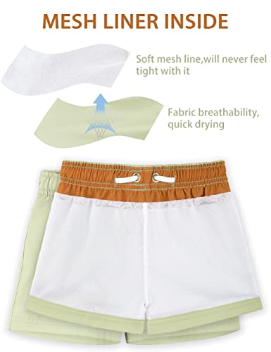 Nonwe Boys Swim Trunks Boys Swim Shorts Boys Bathing Suit With Breathable Mesh Lining Crocodile Pattern Khaki 8 #TOP4