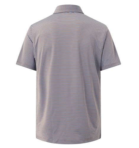 Image of Golf Shirts for Men - Dry Fit Moisture Wicking Short Sleeve Performance Sport Casual Striped Collared Mens Polo Shirt