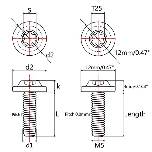 Tornillo Torx M5 de titanio ultra ligero para componentes de bicicleta de carretera 2