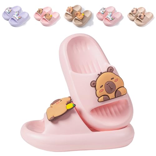 Image of Girls Cloud Bow Slide & Shower Slippers - Non-Slip Slip-On Kids Beach Pool Indoor Outdoor Shoes