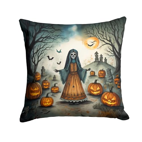Caroline's Treasures DAC2254PW1818 La Llorona Skeleton Spooky Halloween Throw Pillow Machine Washable, Indoor Outdoor Decorative Pillow for Couch, Bed or Patio, 18Hx18W