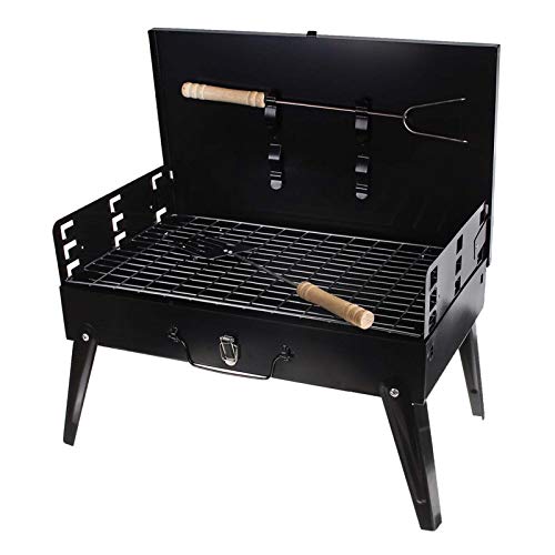 Parrilla portátil de carbón para barbacoa que ahorra espacio y plegable para exteriores, patio, camping, picnic, 18.1 x 18.5 y 10.6 pulgadas, desplegada