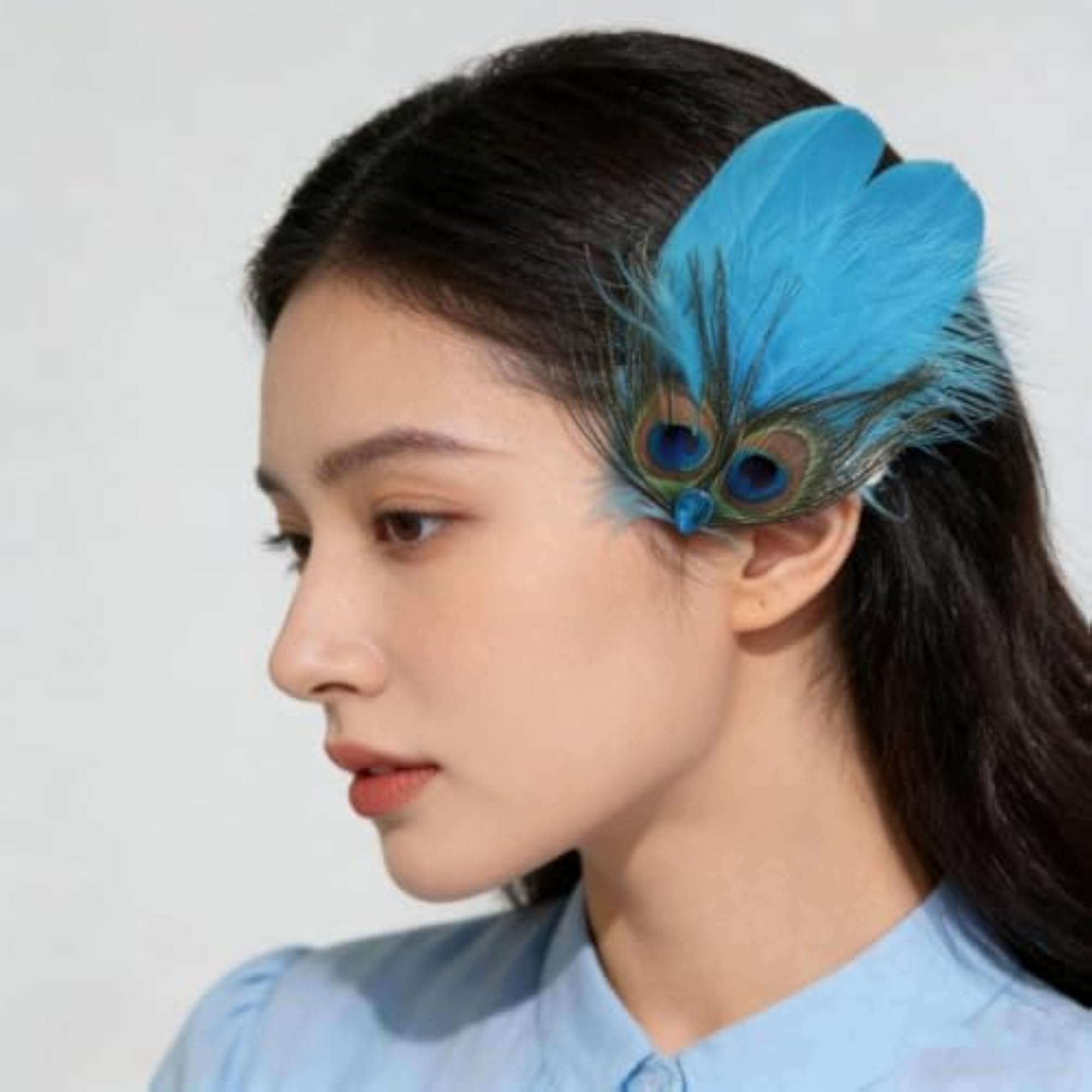Peacock-Eye Feather Hair Clip for Special Occasions