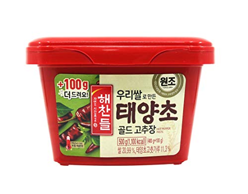 CJ Haechandle NEW Hot Chilli Pepper Paste (Square) 500g - Gochujang (Medium Hot) Korean Spicy Red Chile Paste, 1.1 lb.
