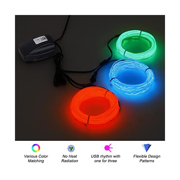 Jiguoor el wire bright neon light strip 360° illumination rope light - image 4