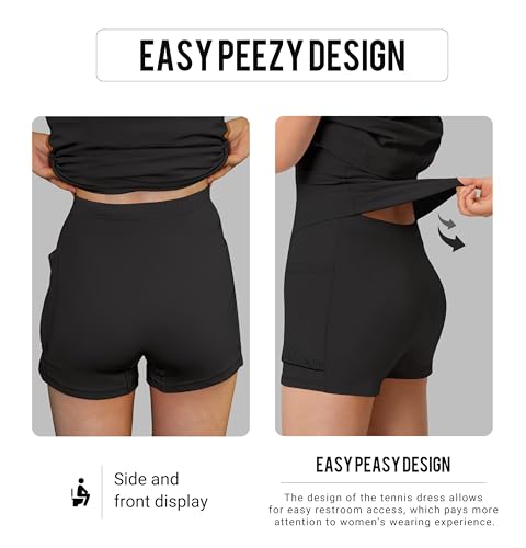 Image of MIRITY Womens Activewear Tennis Dress - Built in Shorts with Pockets and Bra Golf Athletic Workout Dresses