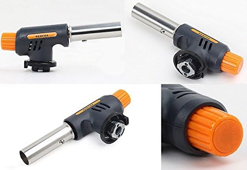 CRISCUOLO BRICO STORE Saldatore A Gas Portatile Impugnatura Gommata Cannello A Gas Portatile Saldatura con Fiamma Ossidrica Con 4 Cartucce Gas Butano Saldatore Gas 250 G