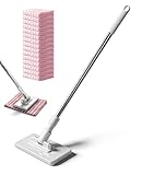 JININOSEU Wischmopp Set mit Druck-Klemm-System, Bodenwischer Bodenreinigung mit 15 Wiederverwendbare Mikrofasertücher, Mini Mop Fauler Wischmop, Multifunktional Bodenwischer für Enge Ecken
