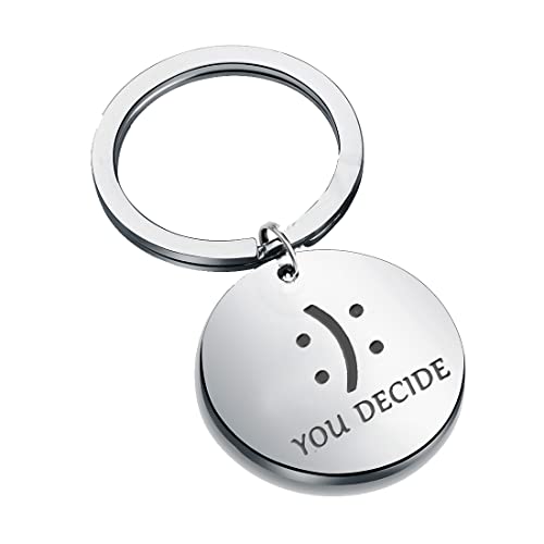 Octjewty You Decide Inspirational Quote Keychain Happy Or Sad Smile