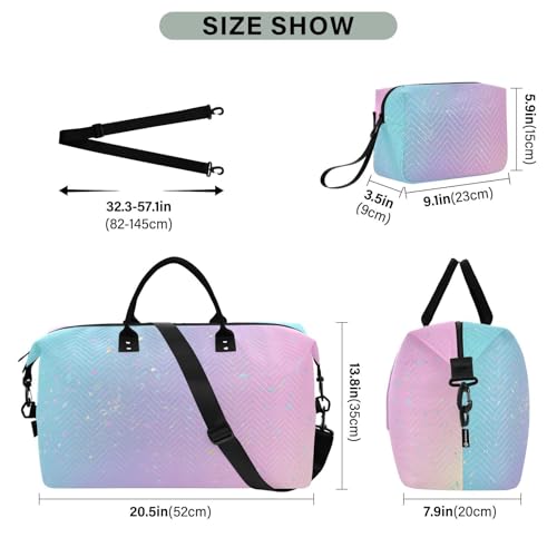 Rainbow Color Large Travel Duffle Bag Weekender Overnight Bags Gym Yoga Bag for Women Men with Toiletry Bag3