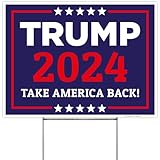 Trump Signs For Yard, Trump Pence Keep America Great 2024 Sign, (3 Pack) 18X24 Inches Double Sided With Metal H Stake Waterproof, 2024 Political Campaign Rally Yard Sign, Trump Signs For Yard, By Armo