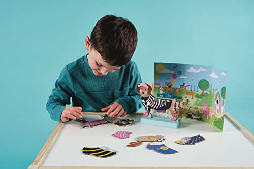 Pets Magnetic Dress Up Doll Playset- Wooden Educational Shape Sorting Game-Reversible Dog Scene Book For Toddlers- S.t.e.m.montessori Toys For Toddlers Ages 3+ Preschool Creativity Set - Floss & Rock #TOP1
