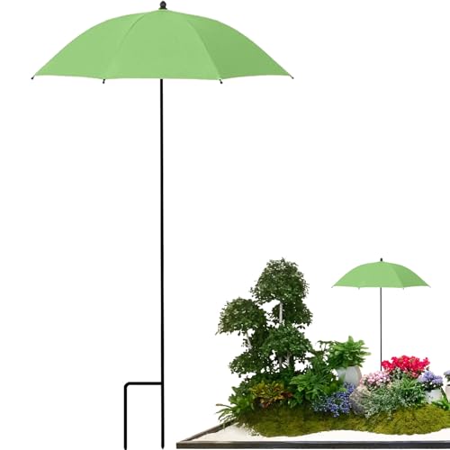 Sombrilla compacta pequeña para terraza | Protección solar ajustable para exterior | Accesorio de jardín para balcón huerto Césped playa terraza flores cochecito, Borde plano verde, Se référer au