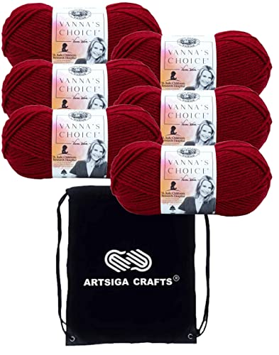 Image of Lion Brand Yarn Vanna'S Choice 860-180 Cranberry | 6 Skeins, Same Dye Lot, Project Bag, CYC #4 Worsted, 100% Acrylic, Ideal for Crochet, Knitting Blankets, Hats, Scarves