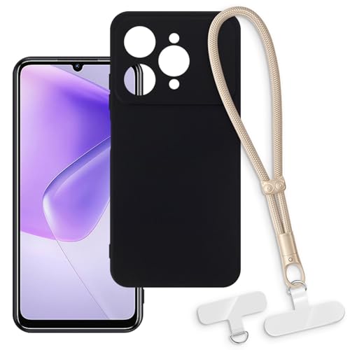 OAGELIM 2-in-1�ی�P�[�X�ƃ��X�g�X�g���b�v Oukitel C6 2025 �Ƃ̌݊������� ���O���\�ȃ��j���[�h�t���d�b�J�o�[�A����~�ߕ����h�~�O���b�v�n���h�� (�u���b�N + �S�[���h)