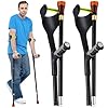 Geiserailie 2 Pcs Forearm Crutches for Adults, Folding Forearm Crutches Lightweight and Adjustable with Rubber Grips for Comfortable Grip, Aluminum Cane with Cuffs for Walking, Black