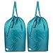 UniLiGis Tear Proof Nylon Laundry Bag with Handles,Hamper Liner with Drawstring Closure for Travel,Dirty Clothes Bag Fit Most Laundry Hamper and Sorter,27.5x34.5 inches,Blue Aqua 2 Pack