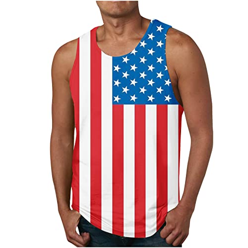 Men's Country Tank Tops Basic Sleeveless Fourth Of July Outfit Man Vintage Patriotic Blouses 4Th Of July T-Shirt Plus Size Tees Independence Day Clothes July 4Th Blouse Tee Shirts White 6Xl #TOP16