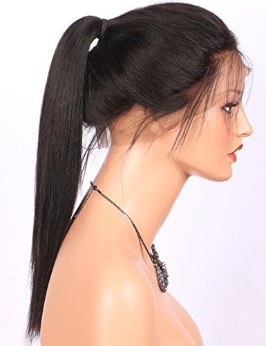 Chantiche Best Yaki Straight 360 Lace Frontal Wig Pre Plucked Brazilian Remy Full Lace Human Hair Wigs for Black Women 150 Density 20inch (Natural Color #NC)