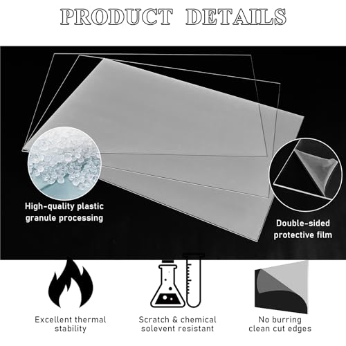 Image of Roowest 1 Pcs 36 x 48 Inch, 1 /4 Inch Thick Clear Acrylic Sheet Plastic Acrylic Sheet Cut to Size Acrylic Board Panel for Craft Engraving Display