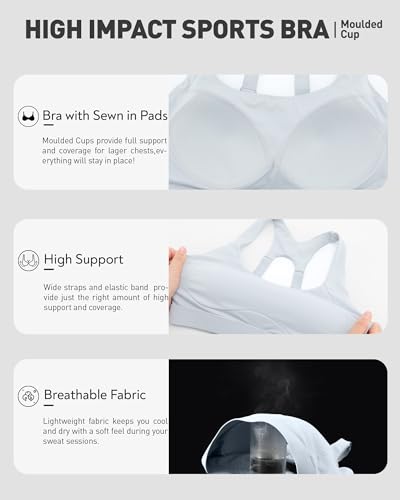 Image of RUNNING GIRL Sports Bras for Women High Support, Adjustable Straps High Impact Racerback Bra with Hook Closure Molded Cup