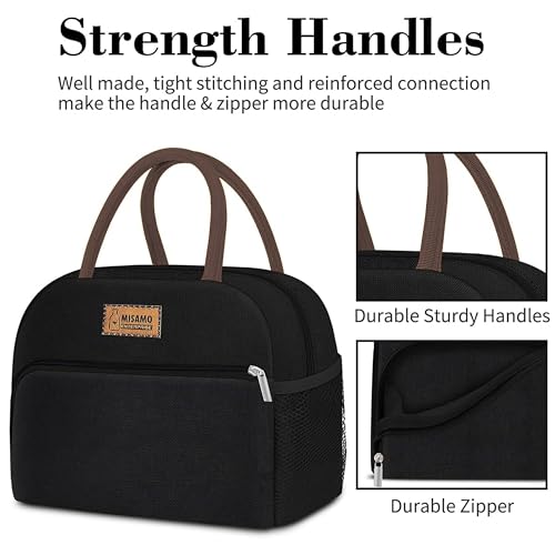 Image of Misamo Enterprise Insulated Lunch Bag, Leakproof, High Capacity, Black
