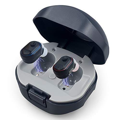 Soroya Invisible and Beautiful Rechargeable Hearing Amplifier,Small but Very Powerful, Easy to Use, Fall in Love at First Sight (Midnight Black, One Pair)