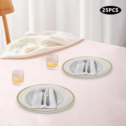 25 Platos Claros Dorados Redondos 12.6 pulg Plástico miniatura 3