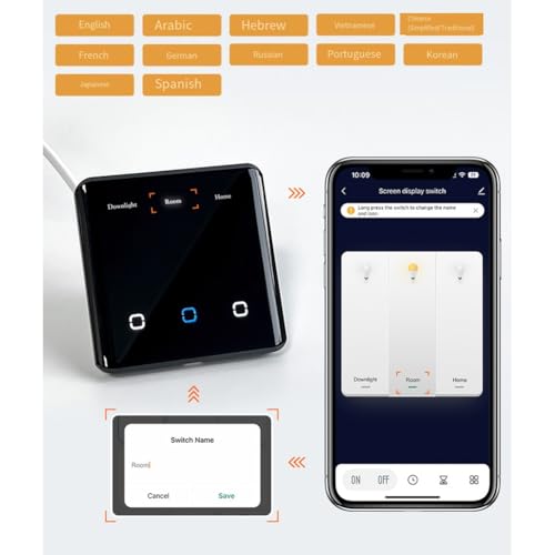 Interrupteur Zigbee 3 gangs panneau en verre tactile Tuya gris