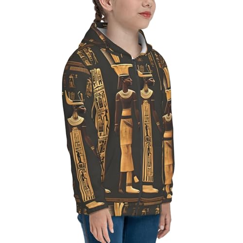 Ancient Egyptian Hieroglyph Kids Pullover Hoodies Boys Zip Up Sweatshirts Girls Athletic Clothes with Pocket4