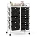 Giantex 15 Drawer Rolling Storage Cart Tools Scrapbook Paper Office School Organizer, Black