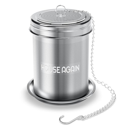 House Again Large Tea Infuser, Extra Fine Mesh Tea Strainers for Loose Tea, 18/8 Stainless Steel Tea Strainer with Extended Chain Hook, Tea Steeper for Brew Tea, Spices & Seasonings, for Multi Cups