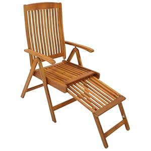 DEGAMO Klappessel Relaxsessel Maracana mit ausziehbarem Fußteil, klappbar, verstellbar und ausziehbar Akazienholz braun geölt, Outdoor